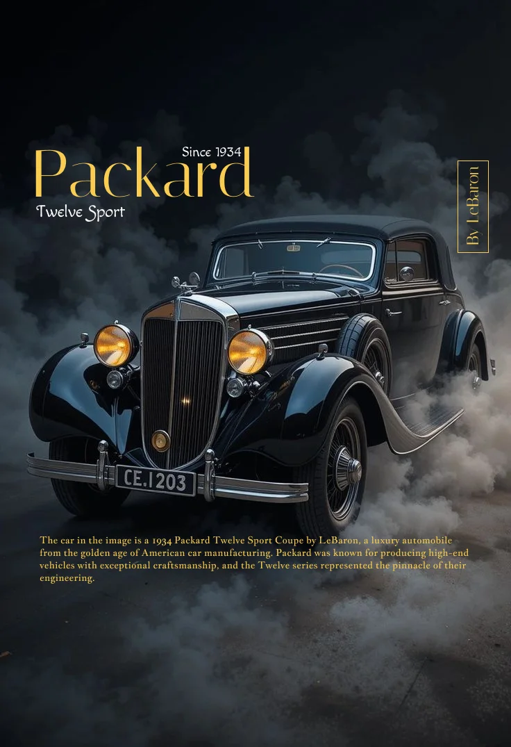 Packard Twelve Sport Vintage Automotive Poster
